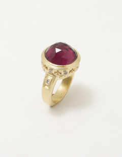 Zelda Ring With Rhodolite Garnet and Diamonds