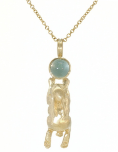 Aquamarine and Gold Run Bun Pendant